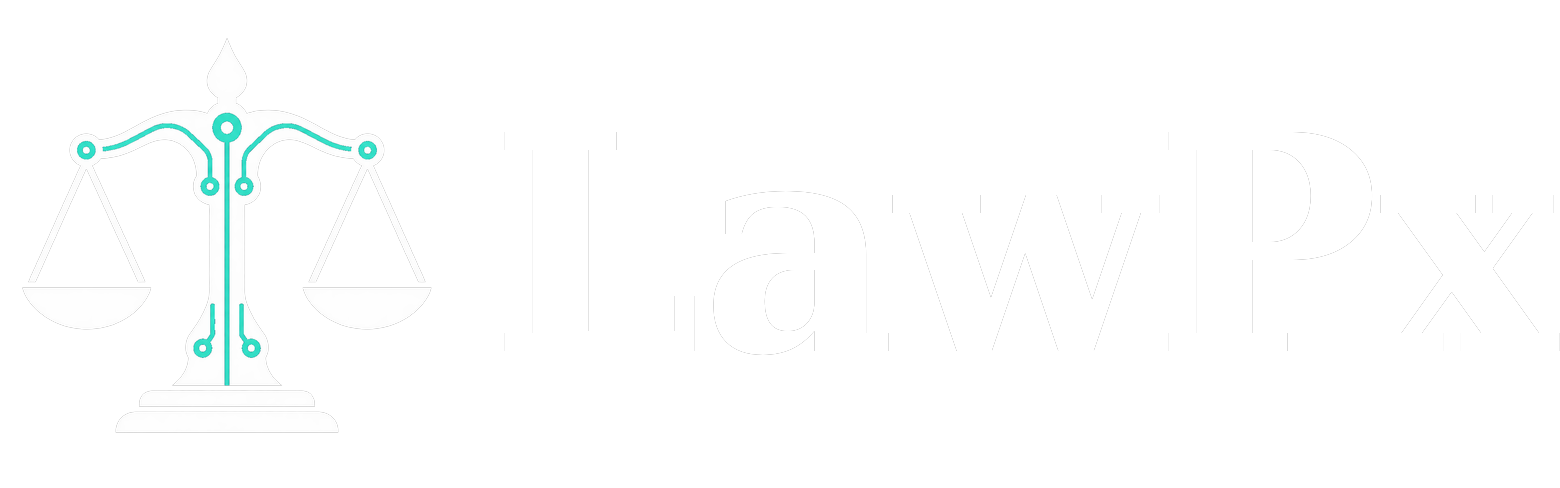 LawPx logo: scales of justice with circuit lines and LawPx wordmark